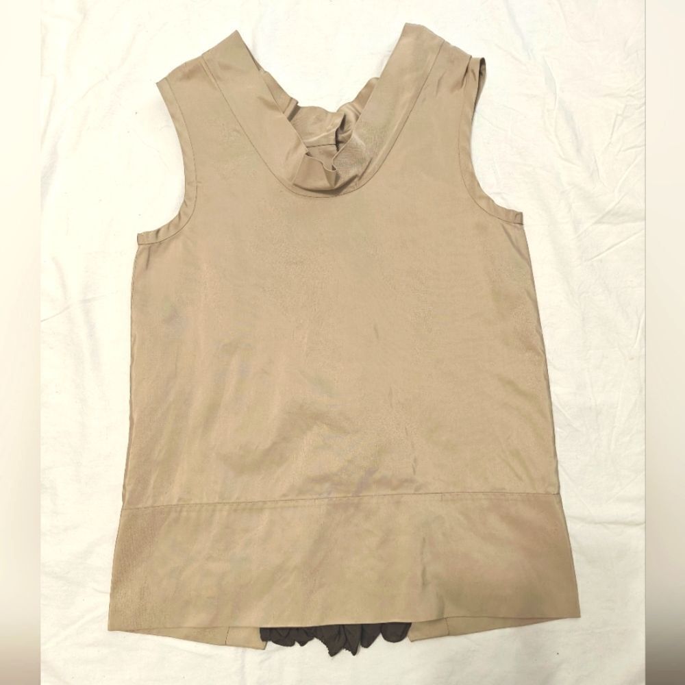 Vera Wang 100% Silk Tan Sleeveless Tank Top Sz M